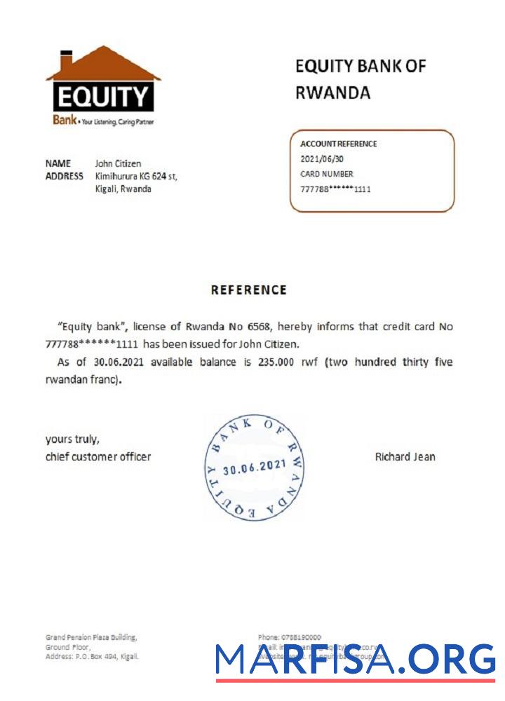 Printable Rwanda Equity reference download for verification